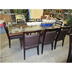 NEW - 9 Pcs Cherry wood dining table and chairs