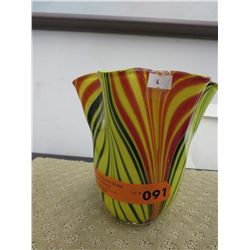 Art glass vase with fluted edge
