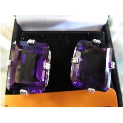 VS Clarity Emerald cut New Amethyst Earrings