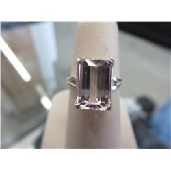 4.88 Carat Step-cut Pink Kunzite Solitaire Ring
