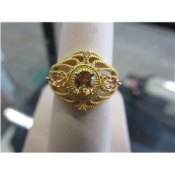 Orange Champagne Quartz & Diamond ring