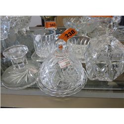 6 Crystal pieces including matched sugar & creamer