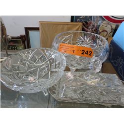 3 Crystal & pressed glass pcs