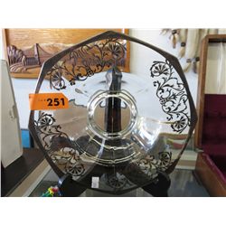 Vintage silver overlay bowl - 3" x 10"