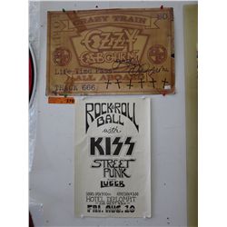 Signed Ozzy Osbourne "Crazy Train" poster & Kiss