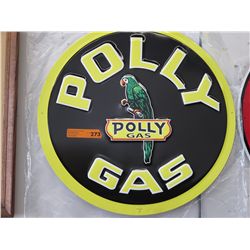23" Round tin sign "Polly Gas"