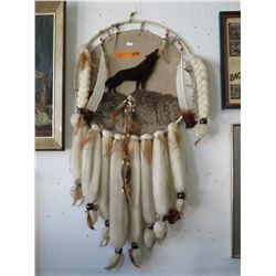 Large leather & feather dream catcher