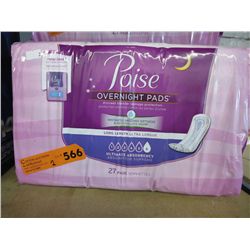 2 Packages of Poise overnight pads
