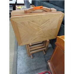 4 Wood TV trays & stand