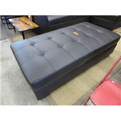 NEW-Large scale black leather ottoman