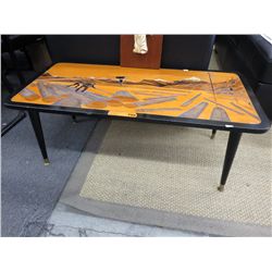 Hand carved coffee table - logging motif