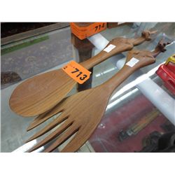 African carved spoon & fork