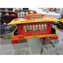 Vintage battery operated tin trolley