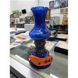 Miniature cobalt blue oil lamp