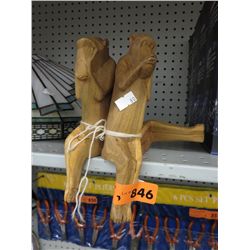 3 Carved wood monkeys