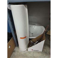 Porcelain pedestal sin with taps