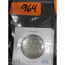 2 x 1951 Canadian 50¢ coins