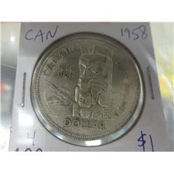 1958 CDN silver dollar .800 silver