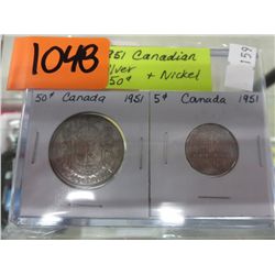 1951 CDN silver 50¢ & commemorative nickel