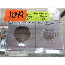 1952 CDN silver 50 cent pc & chrome nickel