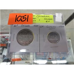 1954 CDN silver 50 cent pc & chrome nickel