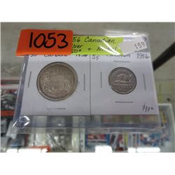 1956 CDN silver 50 cent pc & nickel