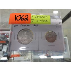 1965 CDN silver 50 cent pc & nickel