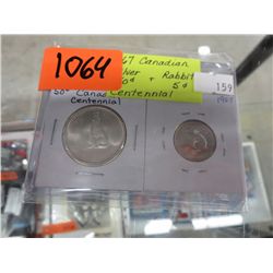 1967 CDN silver 50 cent pc & Rabbit nickel
