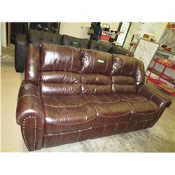 NEW - Double reclining brown leather sofa