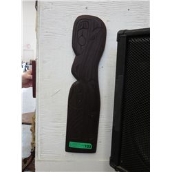 First Nations carved wall plaque "Eagle/Salmon"