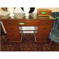 1960's Kneehole desk w/ glass top