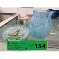Small blown glass vase & paperweight