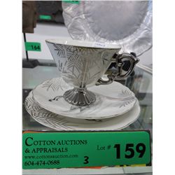 1950's Japanese silver overlay luncheon set