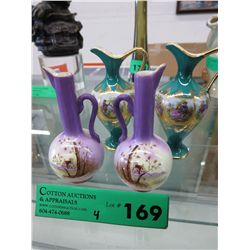 4 Hand painted miniature Jugs