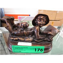 Boy Reading - Bronze Statue