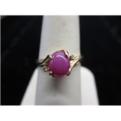 10KT Yellow Gold Diamond & Ruby Ring