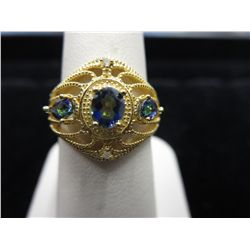 Gold Clad Sterling Silver Diamond & Mystic Topaz