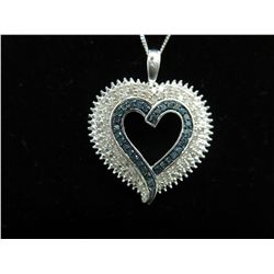 Blue & White Diamond Heart-shaped Pendant & chain