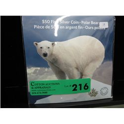 2014 Canada Polar Bear silver $50.00 coin