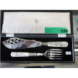 Silver plate fish knives w/ glass handles