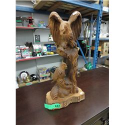 Carved cedar statue - eagles