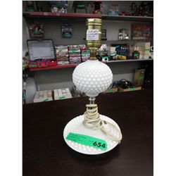 1950's Hob Nail Milk Glass Lamp, No Shade