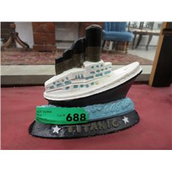 Cast metal doorstop of the Titanic