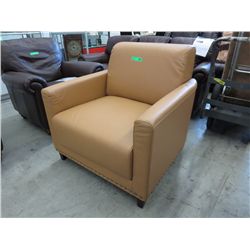 NEW-oversized tan leather armchair