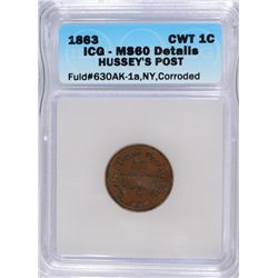 1863 STORE TOKEN (SPECIAL MESSAGE) ICG MS-60 DETAILS