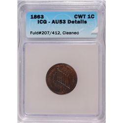 1863 CIVIL WAR TOKEN ICG AU-53 DETAILS