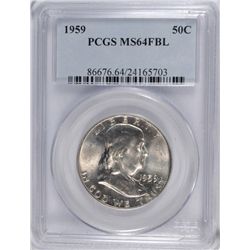 1959 FRANKLIN HALF DOLLAR PCGS MS-64 FBL