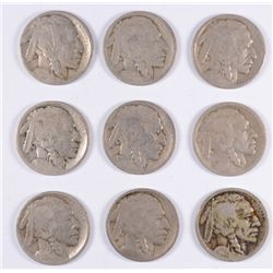 (9) 1913-S I BUFFALO NICKELS AG/G