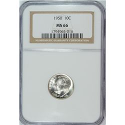 1950 ROOSEVELT DIME NGC MS-66