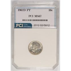 1962-D ROOSEVELT DIME, PCI MS-67 FULL TORCH   LISTS FOR $225.00